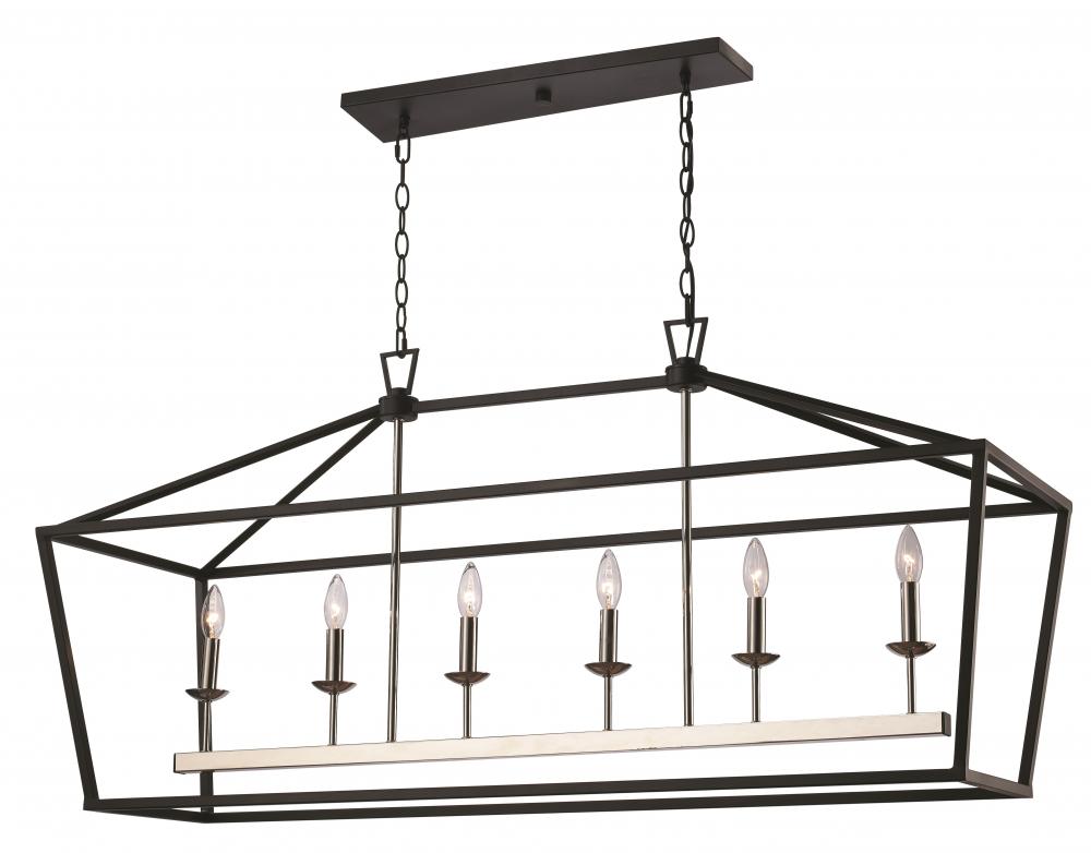 6LT PENDANT-XL-BIRD CAGE-PC/BK